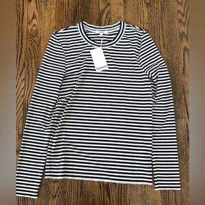 Splendid Navy and White Striped Long-Sleeve Crewneck Top